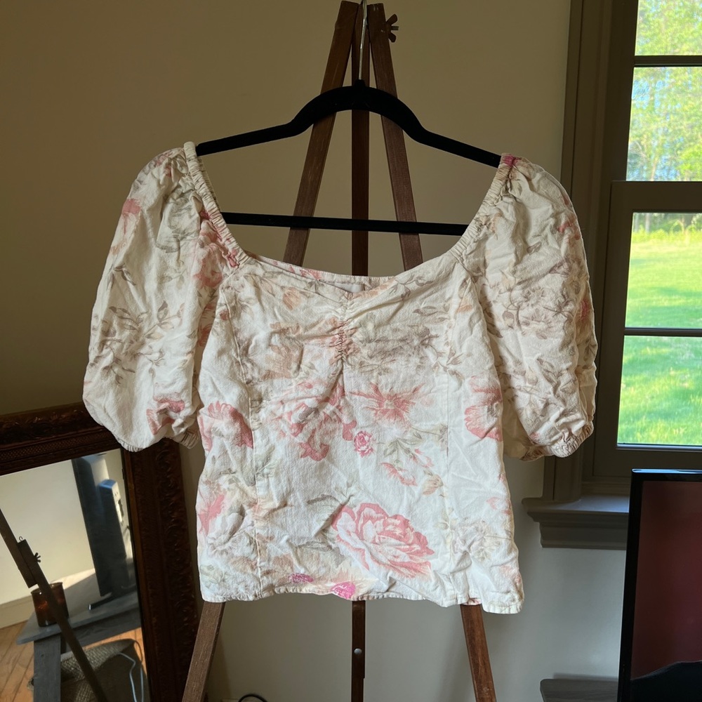 H&M Linen Floral Blouse